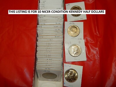 KENNEDY HALF DOLLARS NICER CONDITIONS MIX OF DATES (10) IN FLIPS