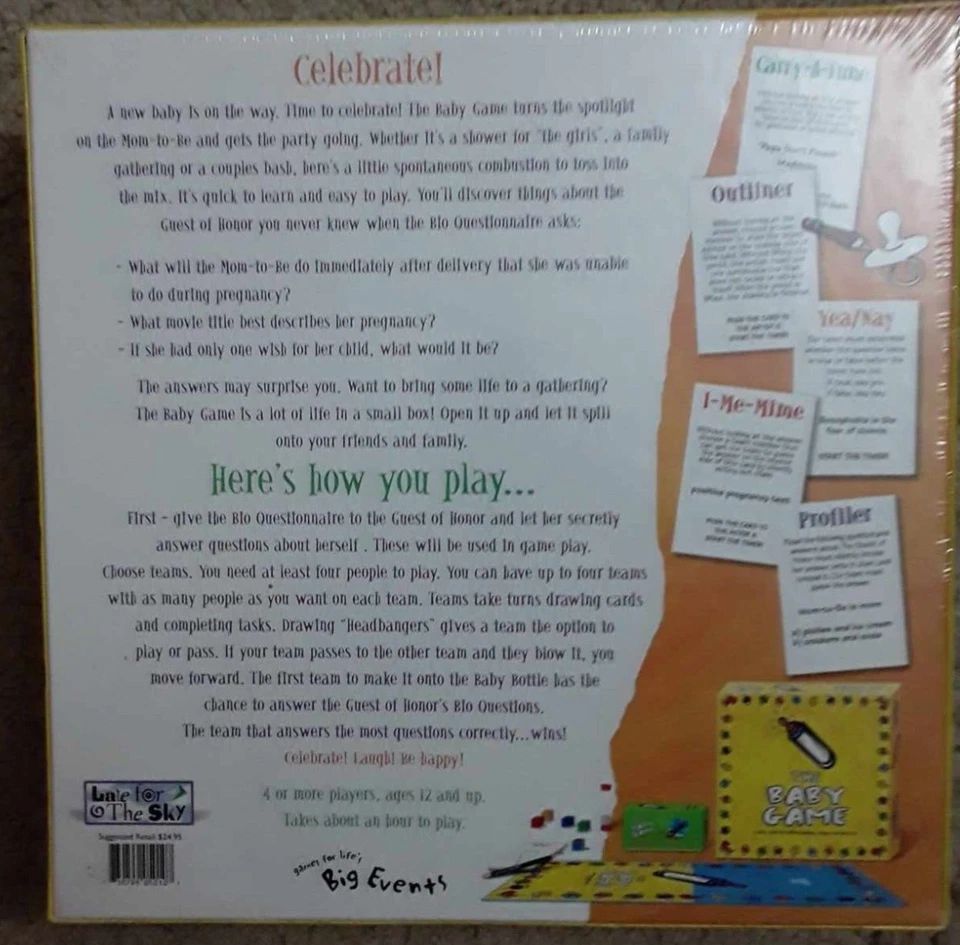 THE BABY GAME Party Game Of Bottle-warming Diaper-changing fun! New and Sealed - Image 2 of 4