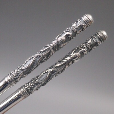Real 999 Silver Chopsticks Home Tableware Phoenix Unique Crafts