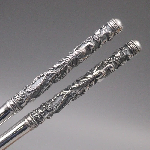 Real 999 Silver Chopsticks Home Tableware Phoenix Unique Crafts Chopsticks