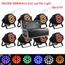 BECEN Stage Lighting 18x18W RGBWA UV 6in1 LED PAR Light 8pcs Flight Case Package