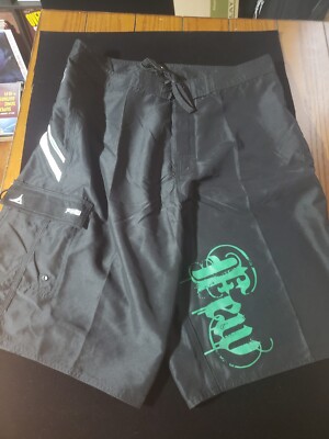 New FEW Board Shorts Swim Trunks Men Sz 36 Black New Zealand Polyester 