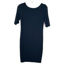 Banana Republic black mesh bodycon low back stretch dress whimsigoth goth 6