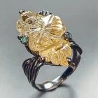 flower gem25 ct Natural Lemon Quartz Ring 925 Sterling Silver Size 7.5 /R468017