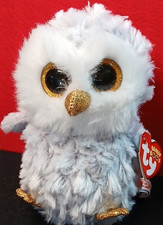 Ty Beanie Boos Owlette Owl White Gray Gold Small Retired Plush Stuffed Animal