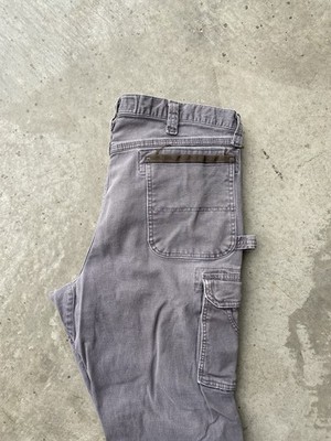 Wrangler Riggs Workwear Gray Cargo Canvas Pants Straight Leg Zip Waist 38