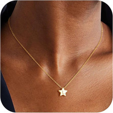 Gold Star Initial Necklaces for Women Trendy 14K Gold Plated Dainty Cute Charm N