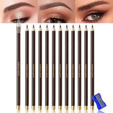 12Pcs Long Eyebrow Pencils Set - Brown Natural Look, for Eyebrows Eyeliner,...