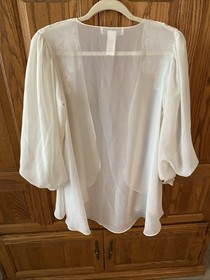 ***VINTAGE*** VAL MODE LINGERIE IVORY BRIDAL ROBE W/PUFF SLEEVES EMBROIDERY M