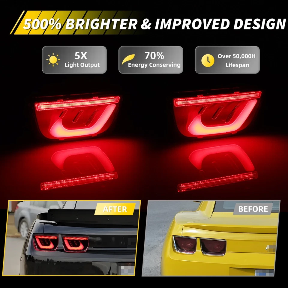 4PCS Red Lens LED Rear Tail Brake Light Lamps For 2010-2013 Chevy Camaro - Image 2 of 4