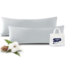 Body Pillowcase 20x48 inch Zipper Silver Grey Body Pillow Cover Genuine 600 T...