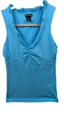 Moda International Tank Top  Small Ruched Sleeveless Stretch Fitted Shirt Bratop