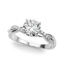 14K Gold Twisted 4-Prong Round Engagement Rin...