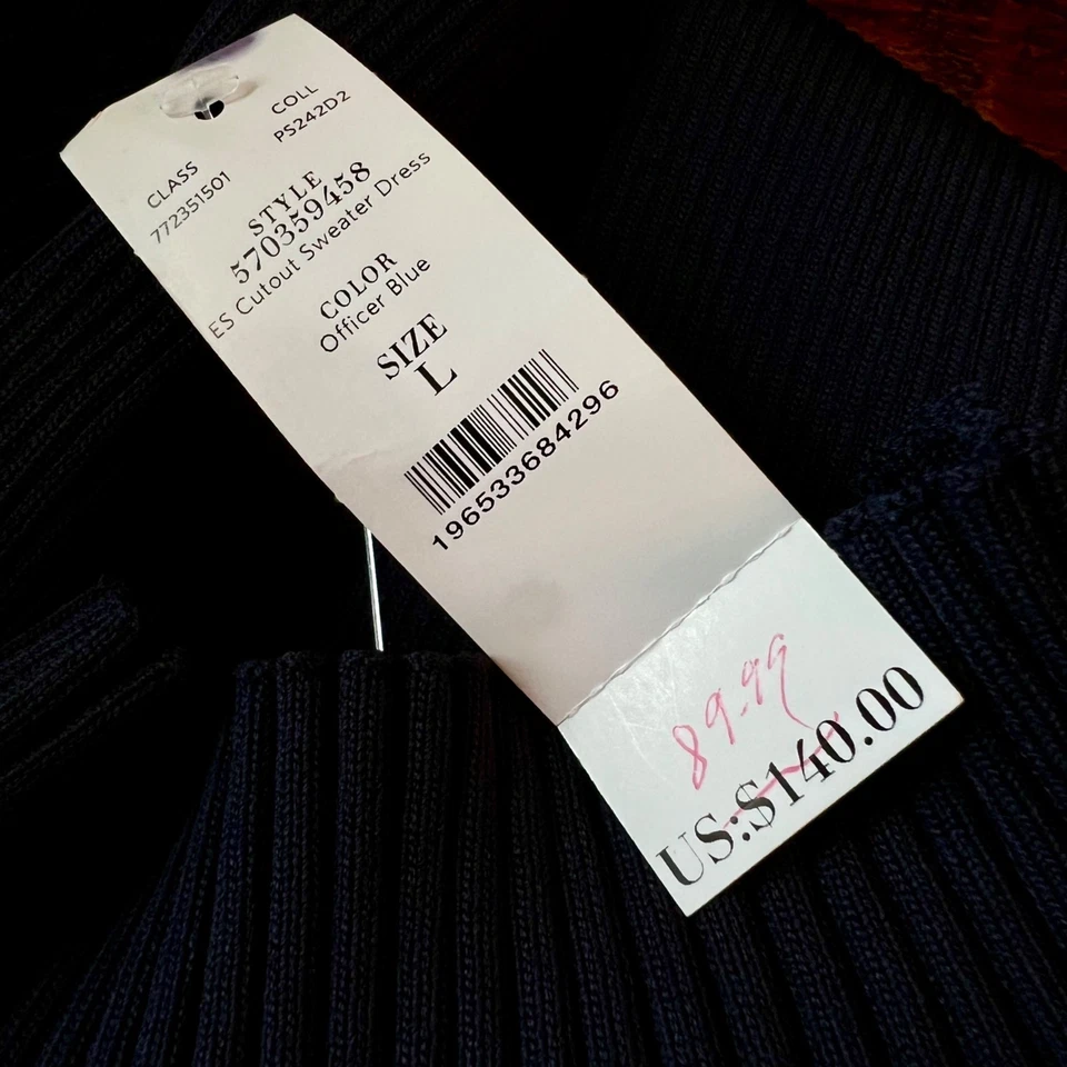 Nuevo con etiquetas Vestido Suéter Acanalado Corte Azul Oficial Mercado Negro Casa Blanca L Foto 4 de 4