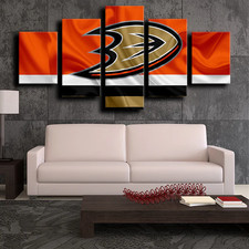 Anaheim Ducks NHL Hockey Sports Team Logo 5 Piece Panel Canvas Wall Art Decor
