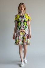 Prabal Gurung For Target Sz M First Date Floral Jersey Drop Waist  Ruffle Dress