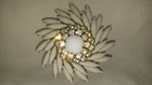 Vintage Gold Tone White Milk Glass Swirl Tiered Brooch 2 1/2 Inches Read