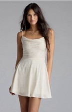 White Floral Satin Short A-Line Dress GRADUATION Large - Tags On!