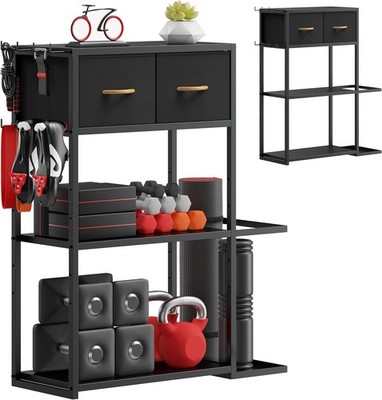 Home Gym Storage Shelf Stand Adjustable Weight Rack
