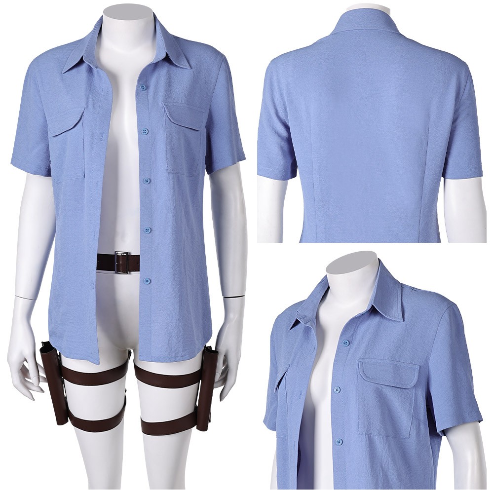 The Last of Us Ellie Blue Shirt Belt Cosplay Costume Halloween