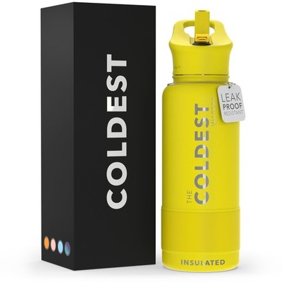 Coldest Sports Water Bottle with Straw Lid Vacuum Insulated Stainless Steel Meta