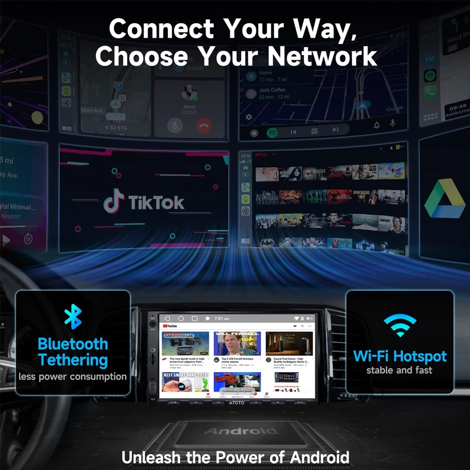 ATOTO Android 7" Autoradio 2DIN GPS CarPlay senza fili e Android Auto senza fili - Immagine 4 di 4