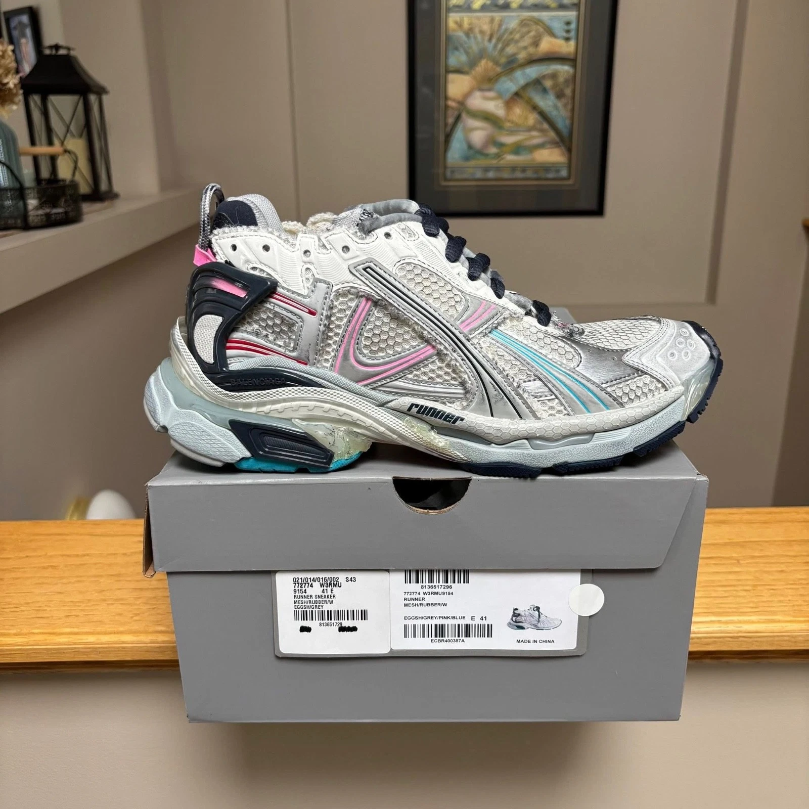 Balenciaga — Balenciaga Grey/Pink/Blue Runner Sneakers - 43EU / 10US - $1250 - New Authentic