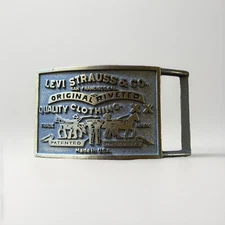  Levi Strauss And Co Original Riveted Brass Belt Buckle Vintage Made In USA 
