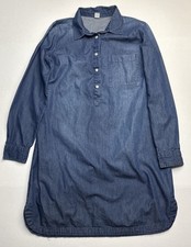 Old Navy Women's Medium Shirt Dress Tunic Blue Denim Round Hem Cotton Casual