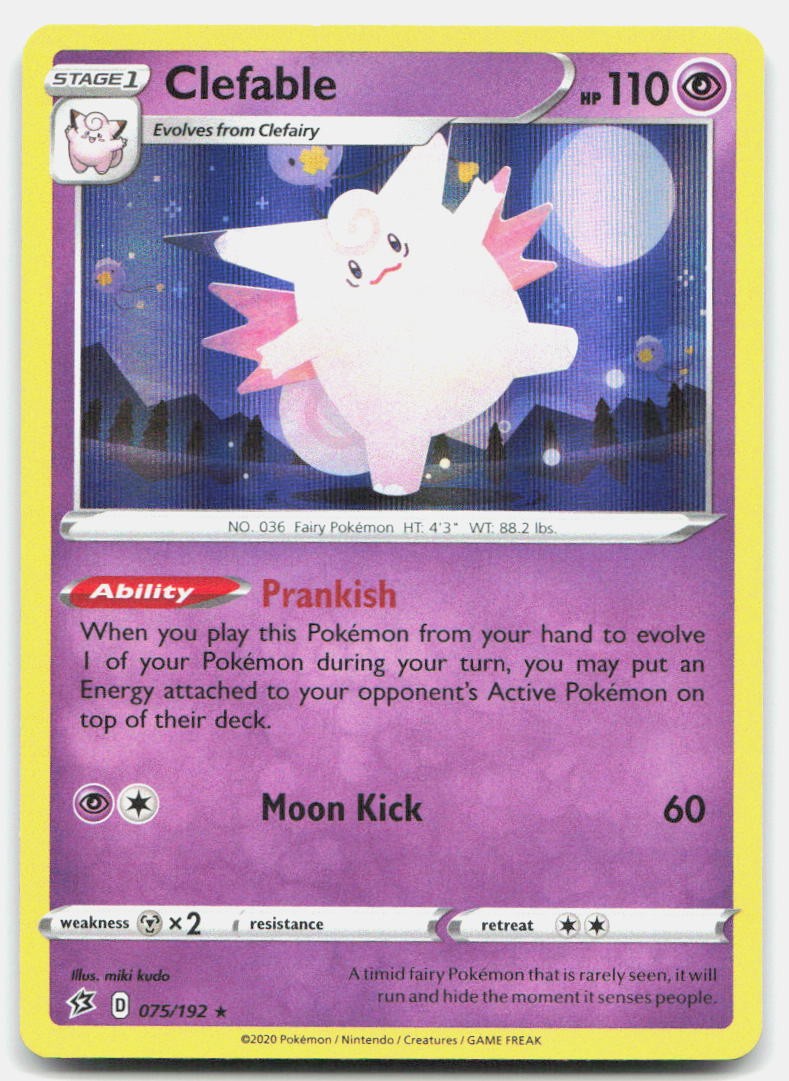 Rebel Clash Clefable 075/192 Near Mint Holo Pokemon R Tcg Card