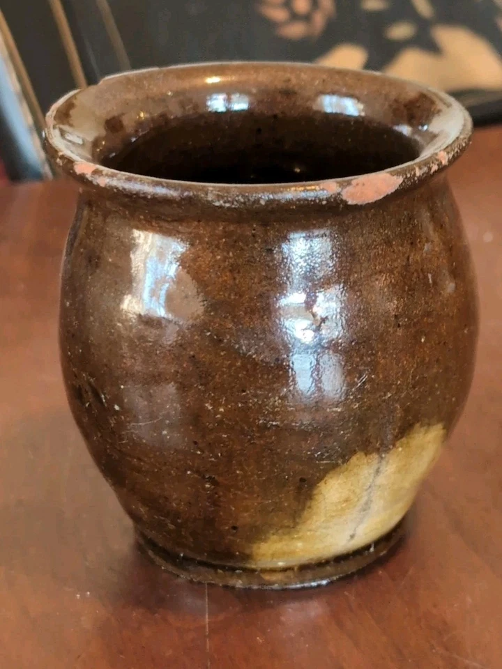 Antique Redware Miniature Crock Seed Pot American Country Pottery 19th C - Image 4 of 4