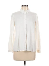 Olive and Oak Women Ivory Long Sleeve Button-Down Shirt M