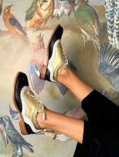 Handmade Women's 3Tone Leather Oxford Wingtip Lace Up Dress Shoes Women