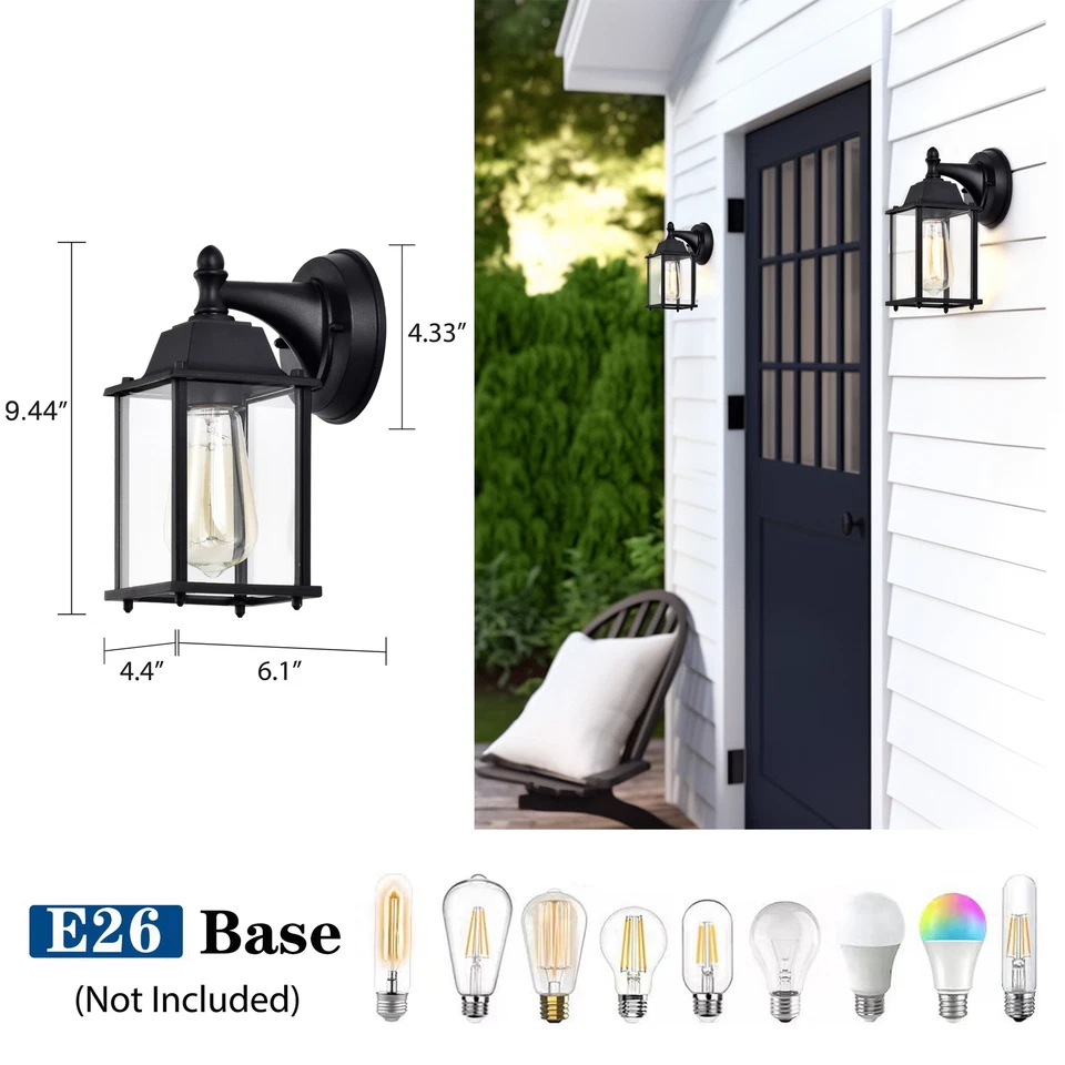 Paquete de 2 luces de pared negras para exteriores de porche para exteriores Foto 2 de 4
