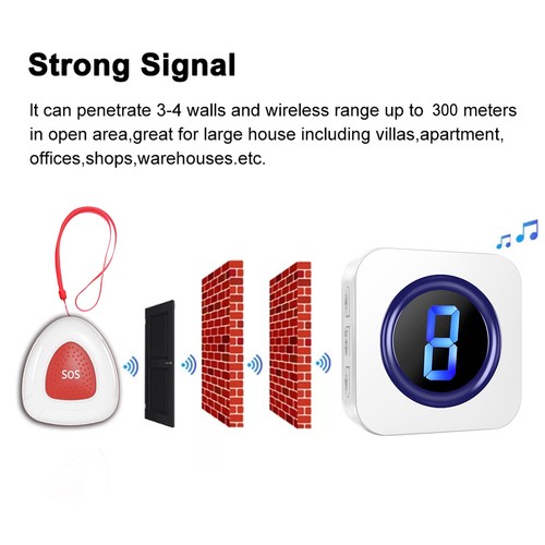 Wireless Caregiver Pager,room monitors for elderly,SOS call bell button,LIKEPAI - Picture 6 of 10
