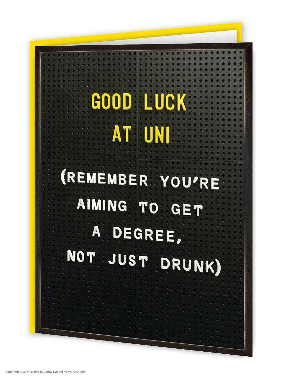 University Uni Good Luck Greetings Card Funny Comedy Humour Cheeky Witty Joke