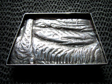 SMALL STERLING SILVER ABSTRACT MODERNIST BELT BUCKLE VINTAGE HANDMADE 69g