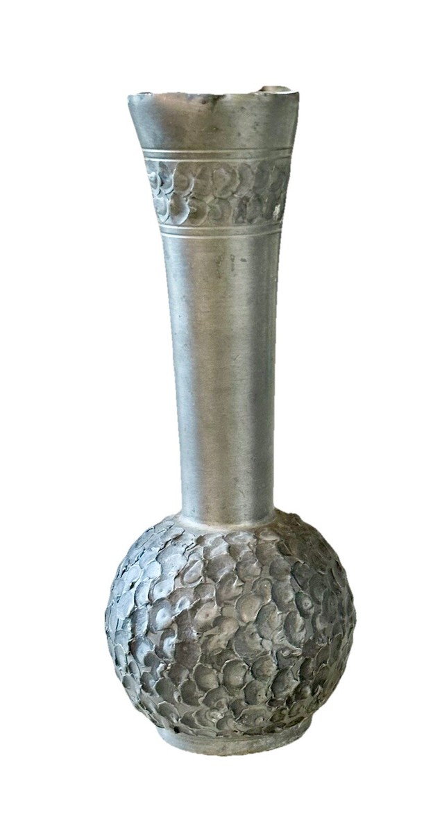 Vintage Perletinn Norway 8” Pewter Bud Vase-Pat NR 87049 -Made In
