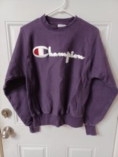 vintage Champion Reverse Weave Sweatshirt Purple - Embroidered - Size XS
