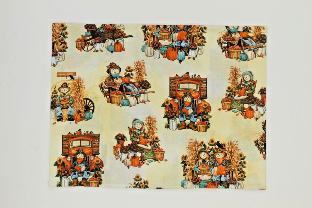 Cotton Travel Pillow Case Farm Autumn Print 12x16 Inches