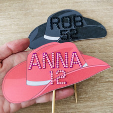 Cowboy Hat Personalized Name Birthday Party Decor Cake Topper