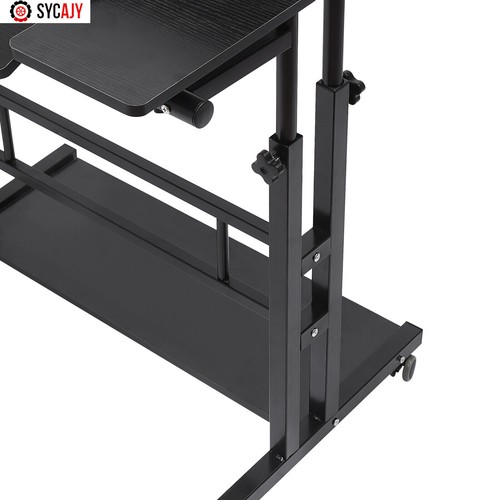 Rolling Laptop Desk Adjustable Height Office Computer Table Stand Up Workstation - Picture 6 of 22