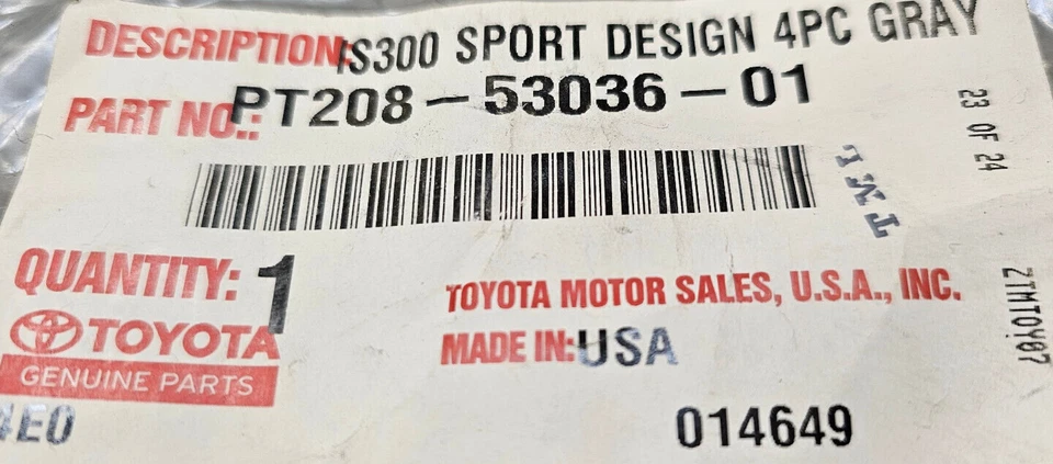 Alfombrillas grises nuevas Lexus IS300 SPORTDESIGN OEM DESCONTINUADAS PT208-53036-01 Foto 3 de 3