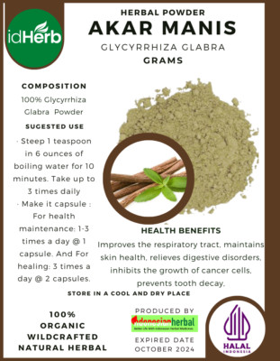 [idHerb] POWDER AKAR MANIS Glycyrrhiza Glabra NATURAL HERBAL ORGANIC FRESH