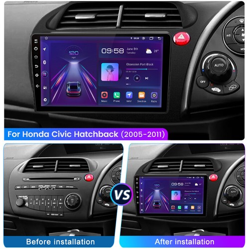 Radio de coche estéreo GPS Android 13 navegación 128 GB para Honda Civic Hatchback 2005-2011 - Imagen 2 de 19