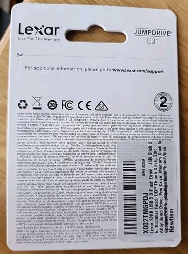 NEW Lexar JumpDrive E31 32GB USB 3.0 USB Flash Drive Memory Storage SHIPS FREE! - Picture 2 of 2