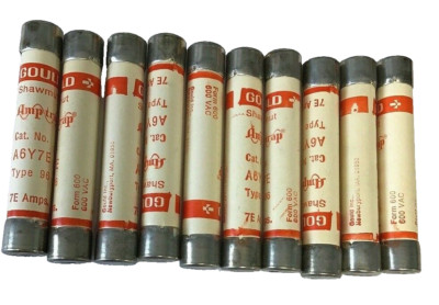 Lot of 10x MERSEN GOULD SHAMUT A6Y7E-96  Type 96, 600V, 7A CURRENT LIMITING FUSE
