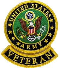 UNITED STATES ARMY VETERAN 2 PC SET MILITARY EMBROIDERED IRON ON PATCH EE-35