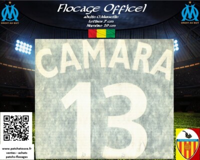 Flocage officiel maillot OM 97/98 away 13 Camara Ligue 1 Guinée