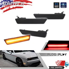 Smoked Lens LED Front Rear Bumper Side Marker Lights For 08-14 Dodge Challenger